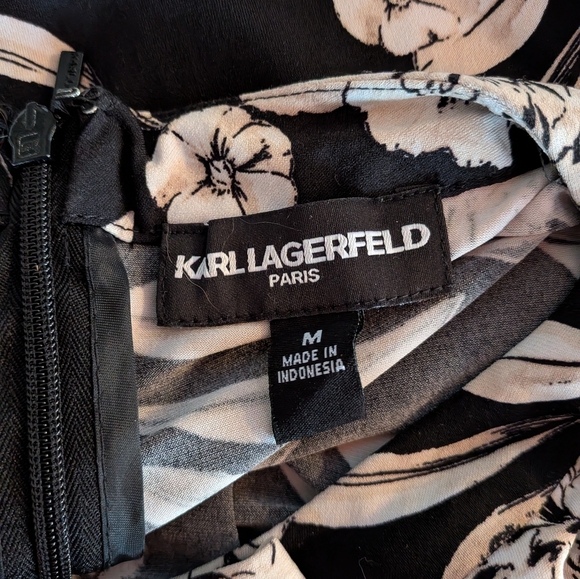 Karl Lagerfeld Sleeveless Black And White Floral Blouse, Crew Neck Size M - Picture 7 of 8